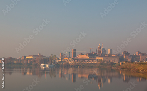 Panoramic view of the medieval historic city of Mantua in Lombardy, Italy © Cesare Palma