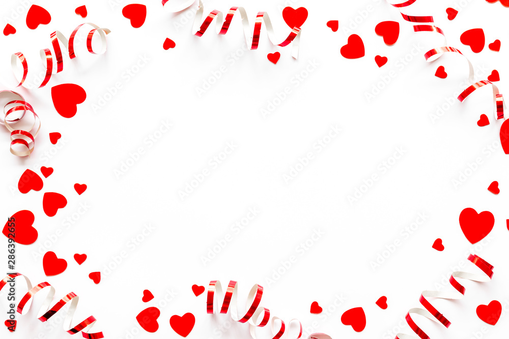 Heart frame for present carts on white background top view mock-up Heart frame for present carts on white background top view mock-up
