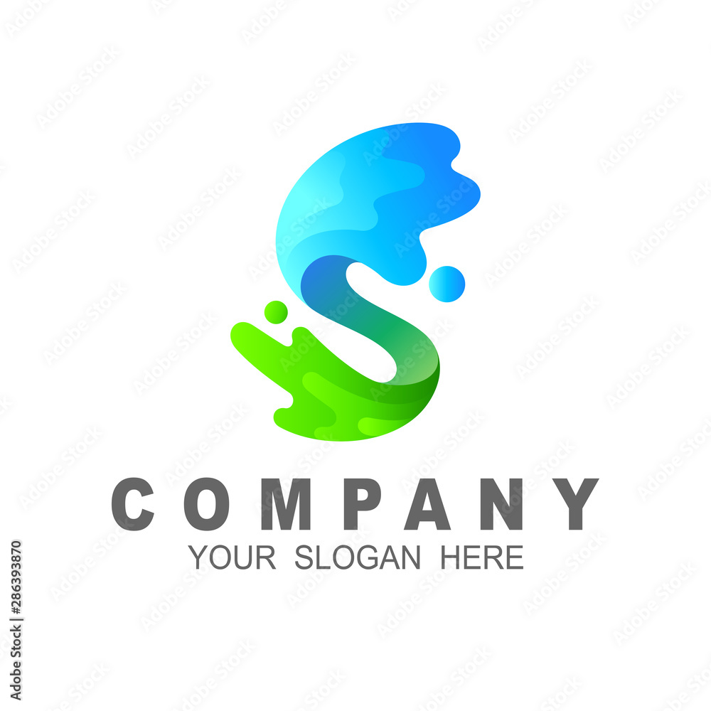 Obraz premium letter s logo with form of water spurts, s logo and water drop design vector
