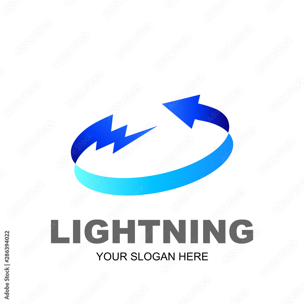 thunder logo with circular design vector, ribbon logo and arrow design, volt icon thunder logo with circular design vector, ribbon logo and arrow design, volt icon