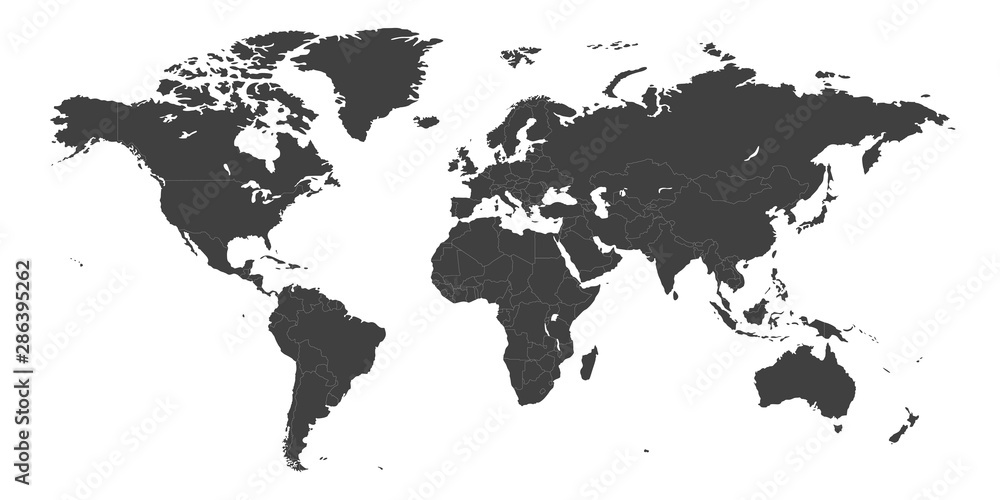 High Detailed Political countries World Map. Vector illustration