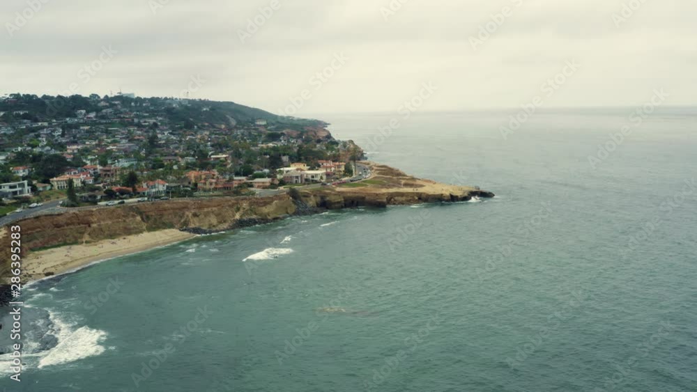 Sunset Cliff, San Diego, California. Aerial view of famous beach view point ocean front, Residential building seafront. Sunset Cliff, San Diego, California. Aerial view of famous beach view point ocean front, Residential building seafront.