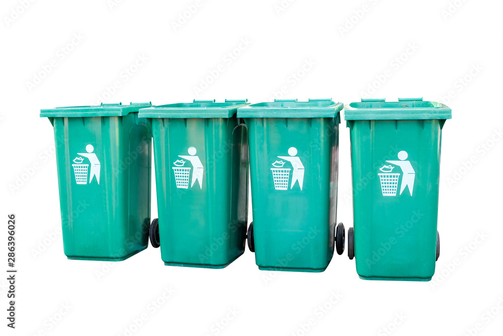Green plastic dust bin isolated over white background. Green plastic dust bin isolated over white background.