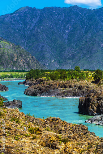 Katun river with rapids. Gorny Altai, Siberia, Russia