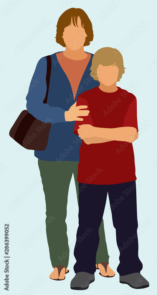 Fototapeta premium White Mother and Son