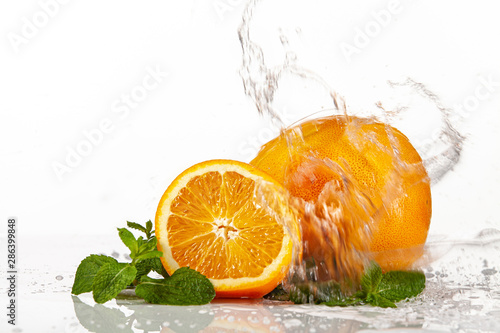 Fototapeta Naklejka Na Ścianę i Meble -  Grapefruit, Orange And Mint