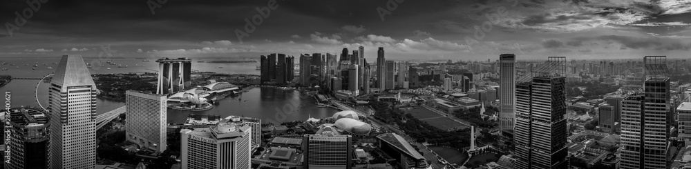Naklejka premium Views of Marina Bay and center Singapore from above