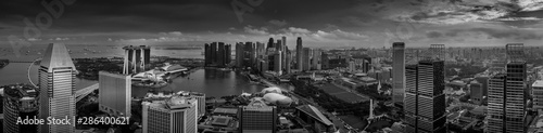 Views of Marina Bay and center Singapore from above