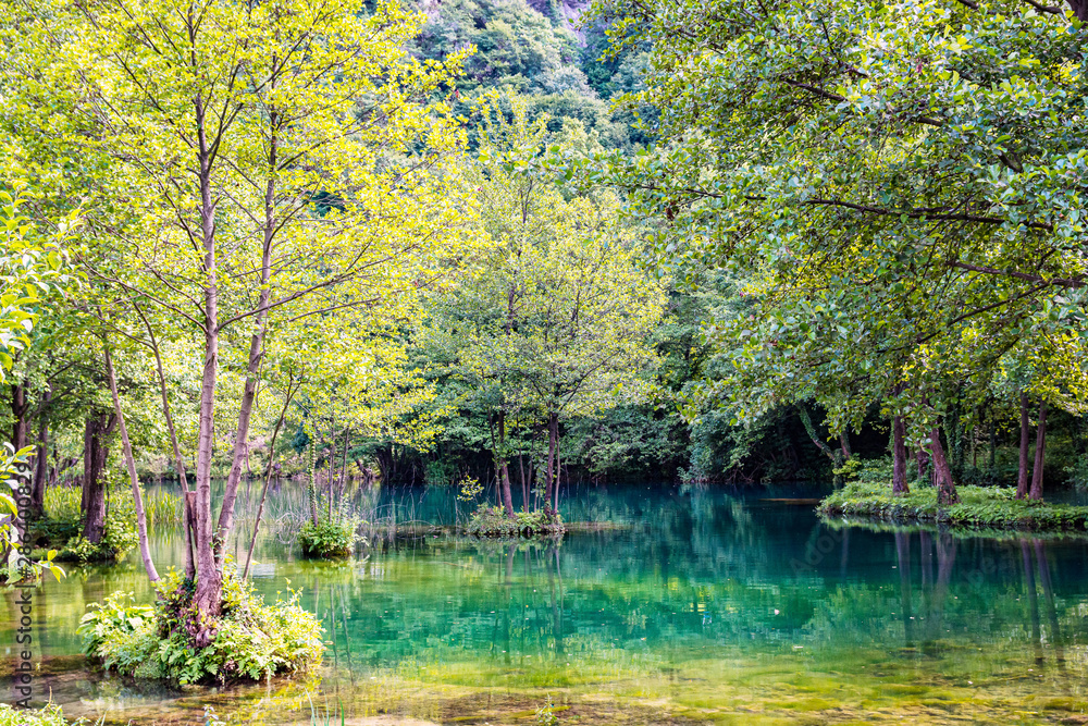 Hidden paradise on river Pliva near city of Jajce in Bosnia and Herzegovina