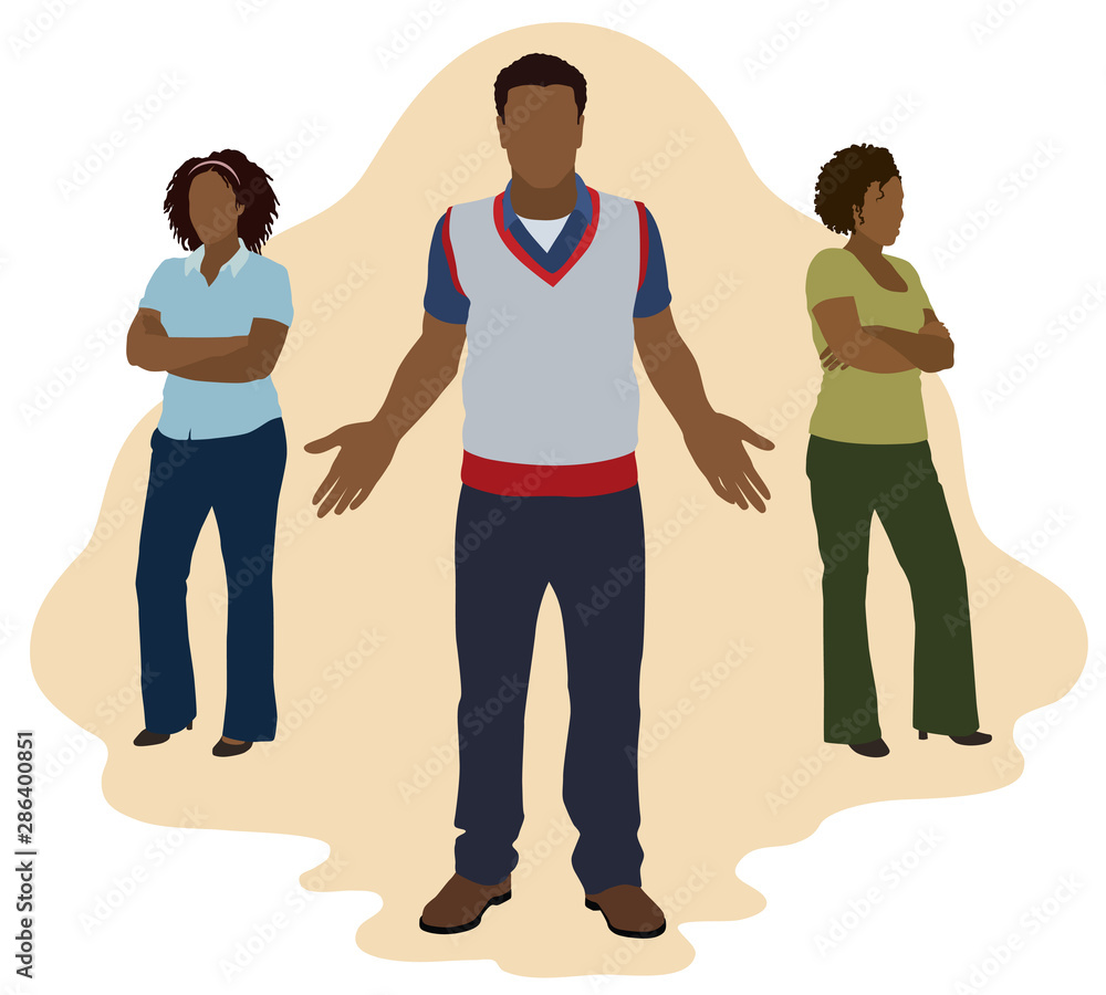 Black man Choosing Between 2 Black Women Black man Choosing Between 2 Black Women