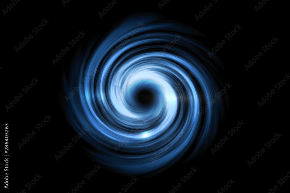 Abstract black hole with light blue spiral tunnel on black background Abstract black hole with light blue spiral tunnel on black background
