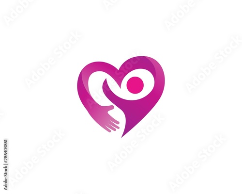 Adoption and community care, logo simple concept people heart icon