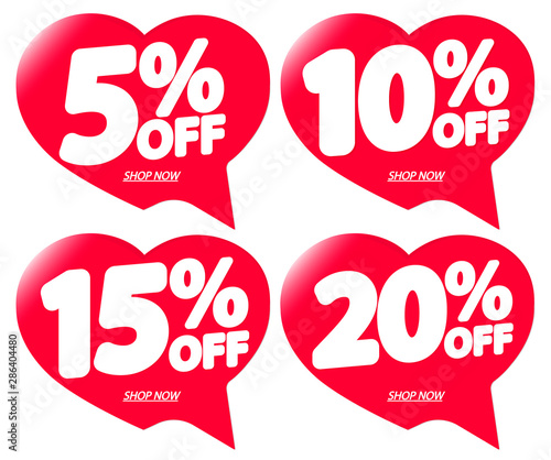 Set Sale tags, discount speech bubble banners design template, app icons, vector illustration 