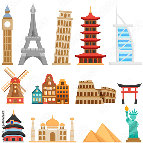 A Vector Set of Cute Landmarks and Buildings all Over The World
