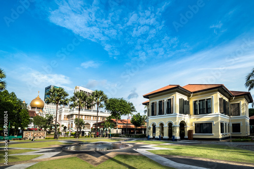 Photography Malay Heritage Centre with the background of the Sultan Mosque, showing the cult