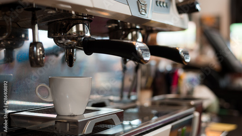 black coffee morning on coffee maker