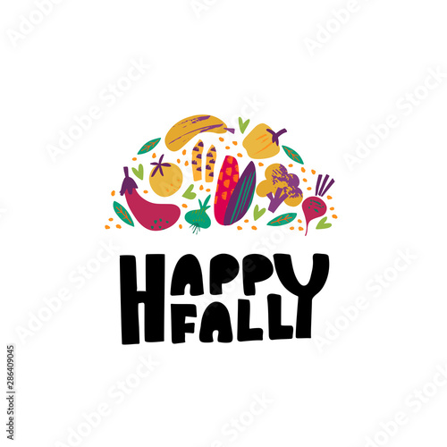 Autumn harvest flat vector banner template