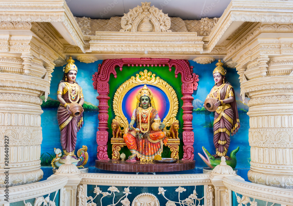 Hindu gods and goddess statues in Sri Krishnan Temple, Bugis, Singapore