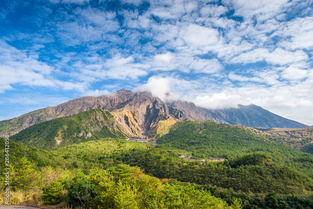 Obraz premium Sakurajima Volcano Crater in Kagoshima, Japan¥