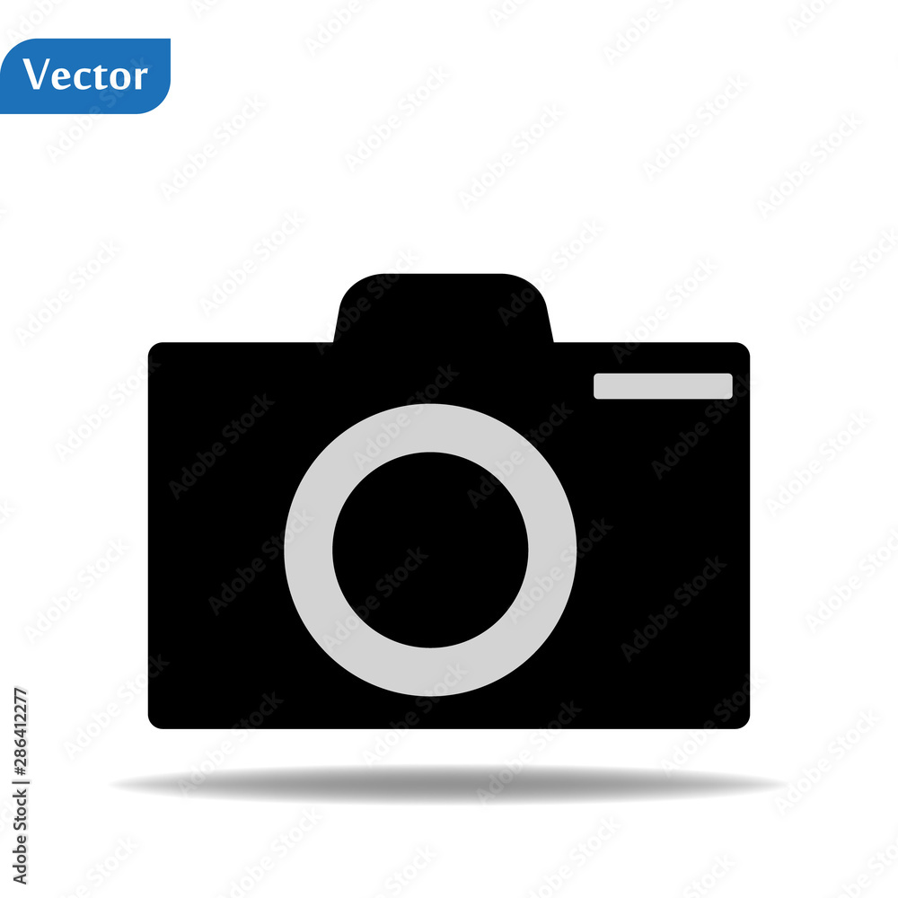Photography icon with green photo camera on white. Photography icon with green photo camera on white.
