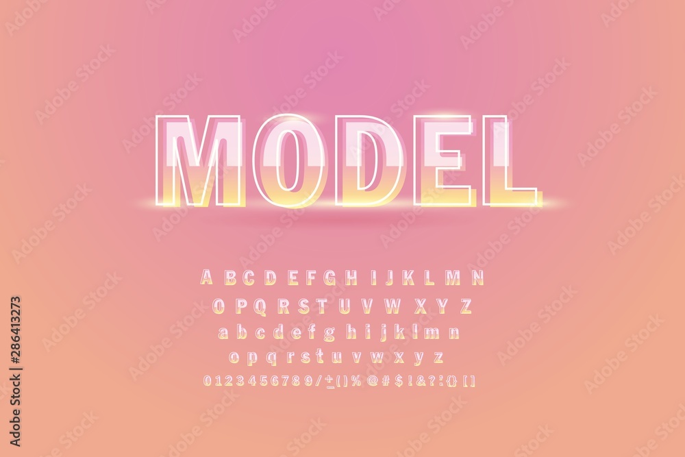gentle font on a pastel background. A fashion themed alphabet with a retro eighties or nineties flair