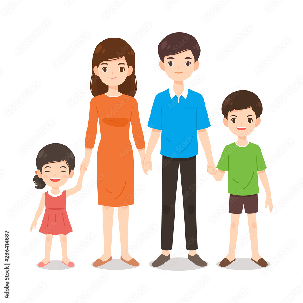 a warm and happy family vector cartoon