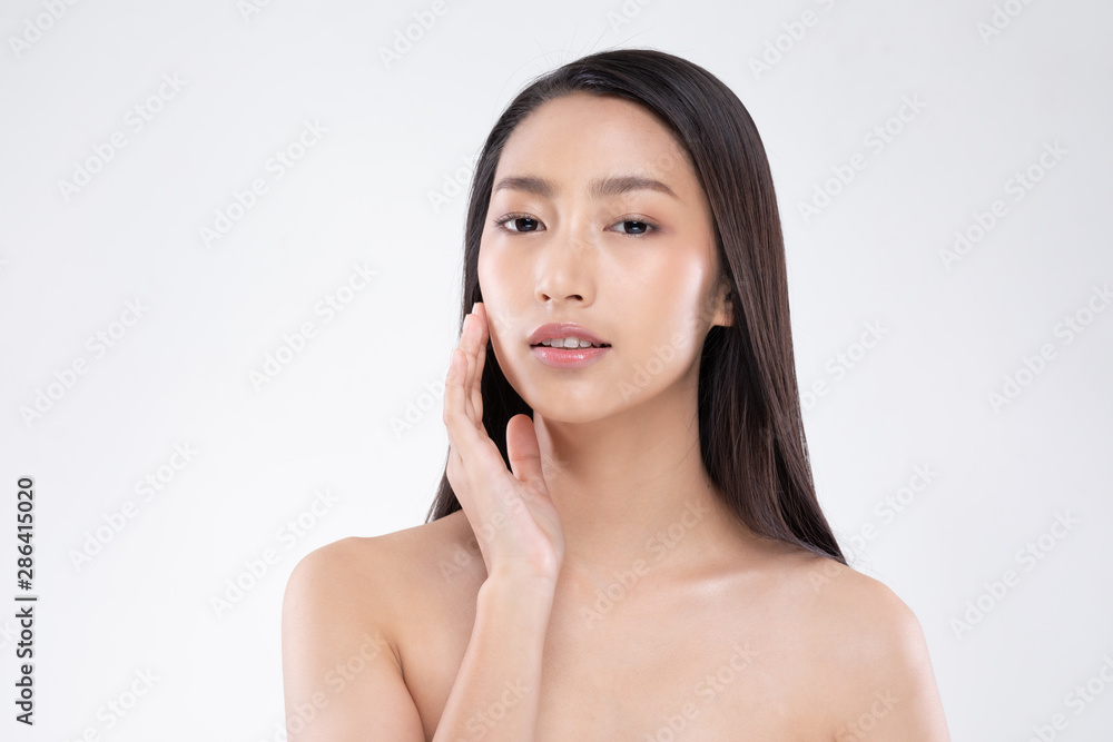 Beautiful Asian woman touching soft cheek smile with clean and fresh skin Happiness and cheerful with positive emotional,isolated on white background,Beauty and Cosmetics Concept Beautiful Asian woman touching soft cheek smile with clean and fresh skin Happiness and cheerful with positive emotional,isolated on white background,Beauty and Cosmetics Concept
