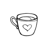 A mug of hot tea or coffee. Hot drink. Vector illustration