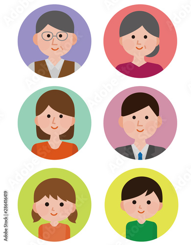 三世代　家族　アイコン　イラスト