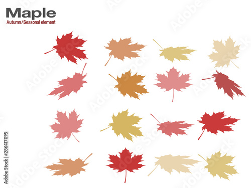 set of silhouette maple leaf on transparent background.