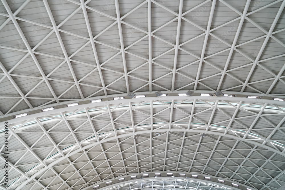 interior view of ceiling with bright light