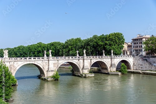 Ponte Sant'Angelo on Tiber river in Rome, Italy