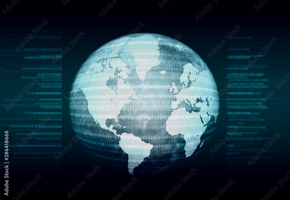 digital globe on black background digital globe on black background
