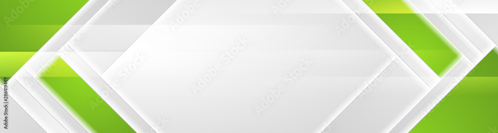 Green and grey geometric abstract tech banner design. Vector minimal background Green and grey geometric abstract tech banner design. Vector minimal background