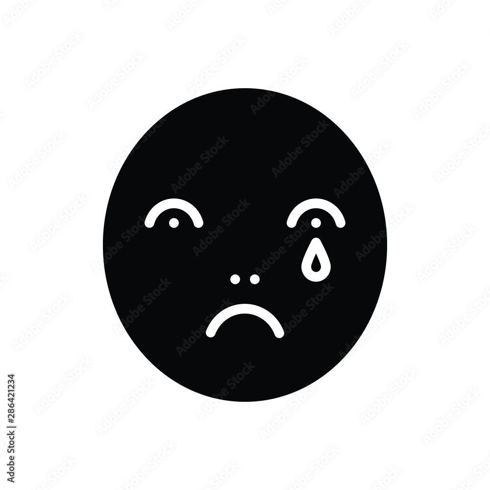 Fototapeta premium Black solid icon for sad 