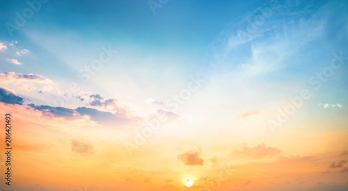 Fototapeta Naklejka Na Ścianę i Meble -  World Environment Day concept: blue sky sunrise background