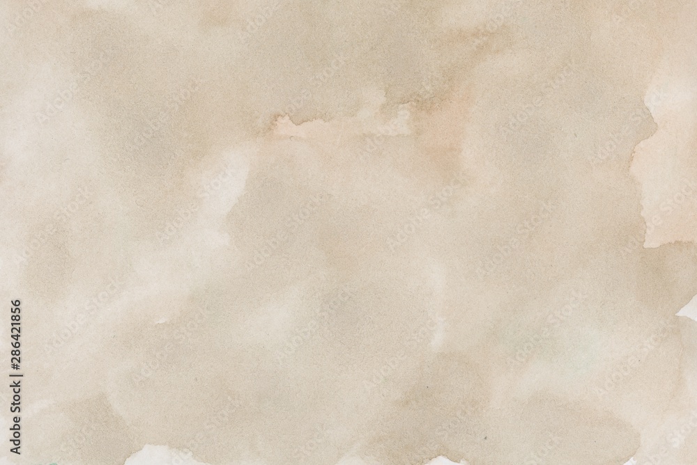 abstract beige splotchy ink watercolor paper background - obrazy, fototapety, plakaty 