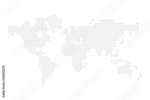 dotted grey world map illustration vector