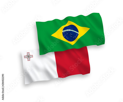 Flags of Malta and Brazil on a white background