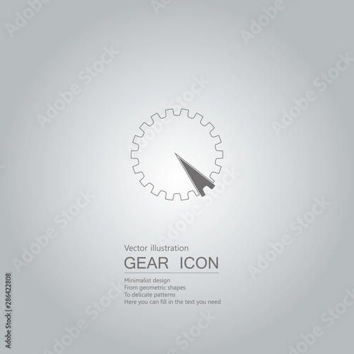 Gears and pie chart. The background is a gray gradient.