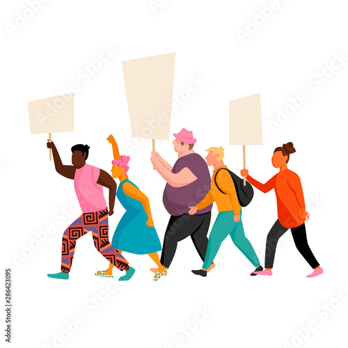 people at the demonstration. group of people with banners