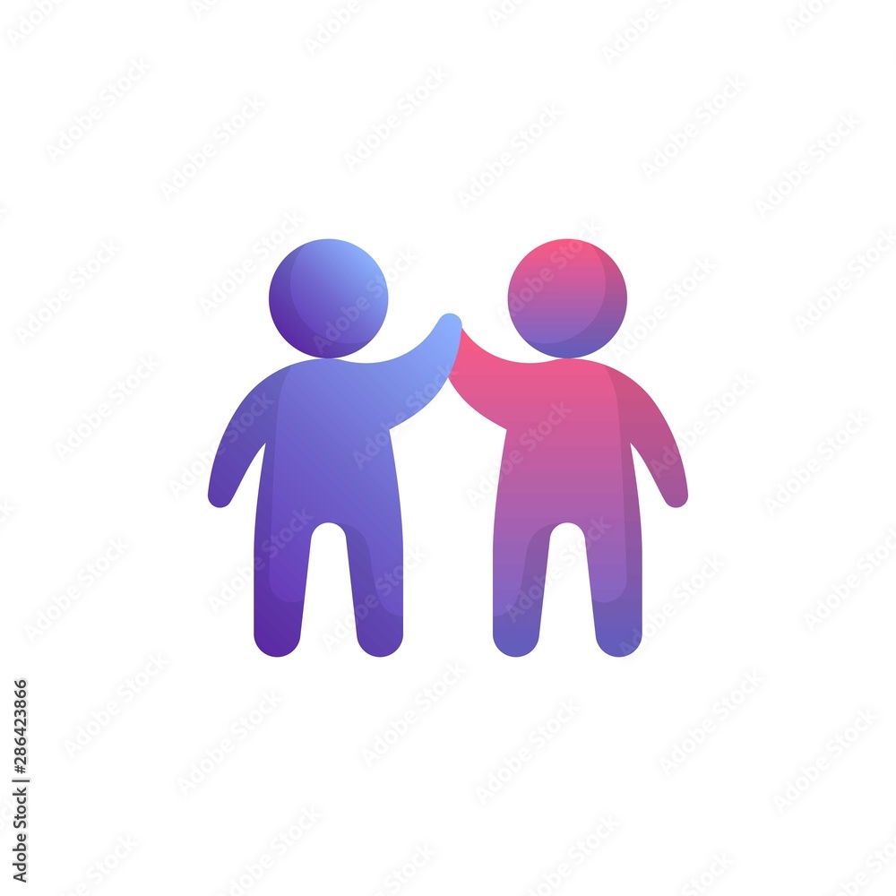 Success people flat icon, vector sign, Two man giving each other a high five colorful pictogram isolated on white. Business teamwork symbol, logo illustration. Flat style design Success people flat icon, vector sign, Two man giving each other a high five colorful pictogram isolated on white. Business teamwork symbol, logo illustration. Flat style design