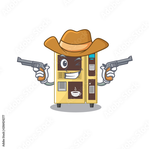 Cowboy coffee vending machine isolated the mascot