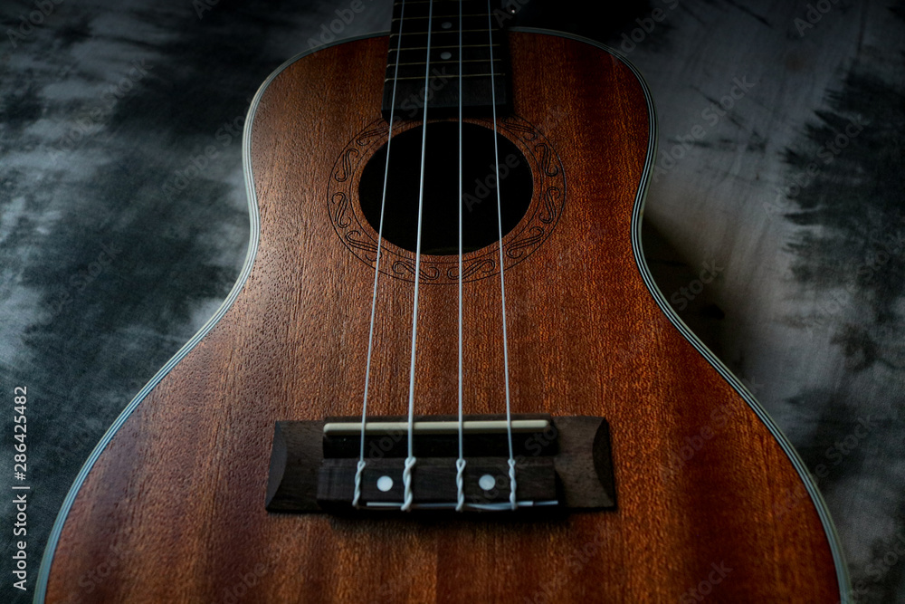 Ukulele fretboard, part of ukulele hawaiian guitar