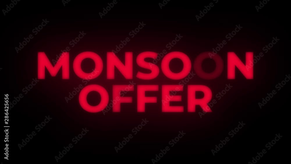 Monsoon Sale Text Blinking Flickering Neon Red Sign Loop Background. Sale, Discounts, Deals, Special Offers. Green Screen and Alpha Matte Monsoon Sale Text Blinking Flickering Neon Red Sign Loop Background. Sale, Discounts, Deals, Special Offers. Green Screen and Alpha Matte