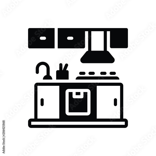 Black solid icon for kitchen