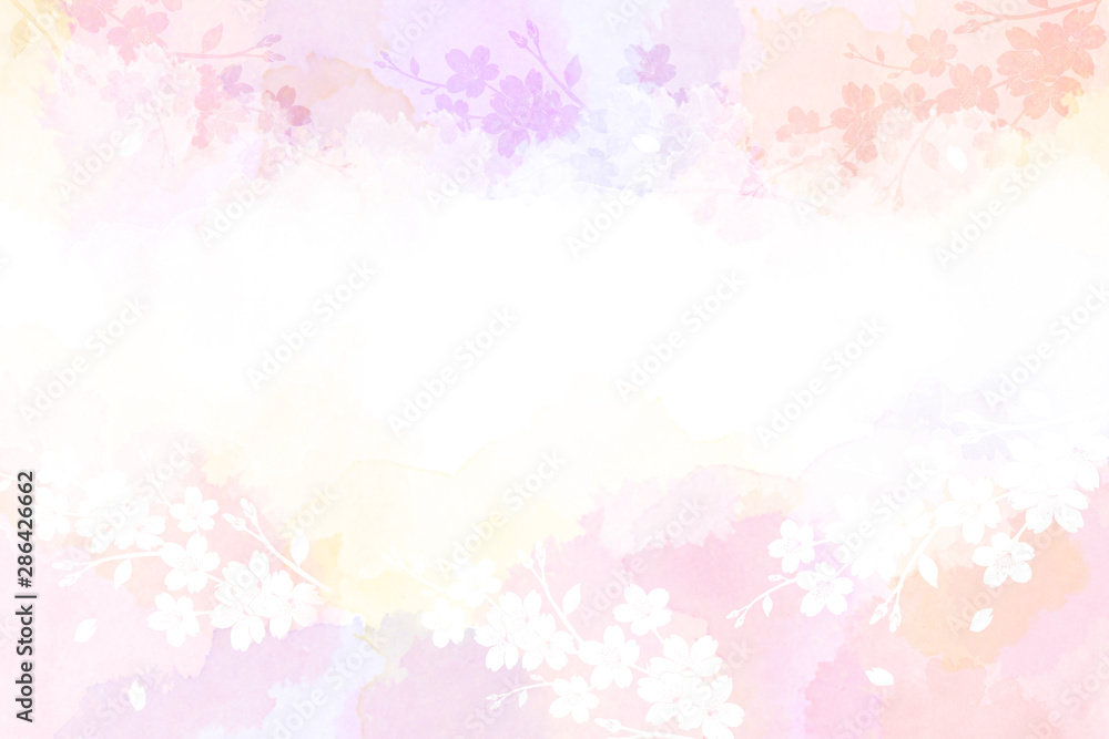 桜（パステルカラーの水彩画イメージ）