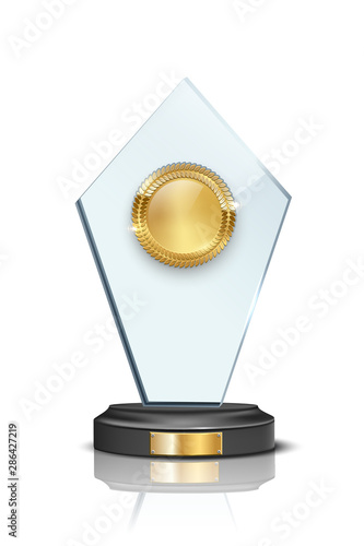 Glass award realistic vector illustration