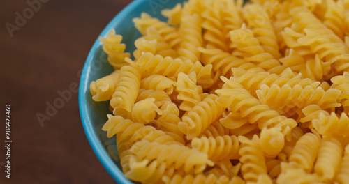 Stack of fusilli on plate