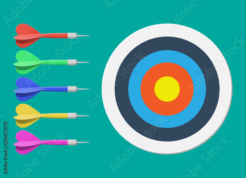 Target and dart arrow. Goal setting. Smart goal. Business target concept. Achievement and success. Vector illustration in flat style